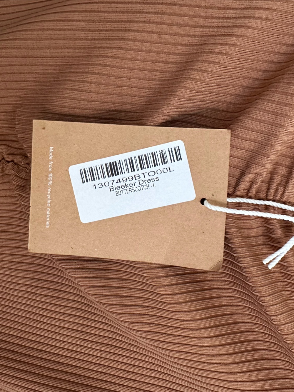 Reformation Bleeker Dress Butterscotch Ribbed Ruched Midi Size L - Picture 4 of 6